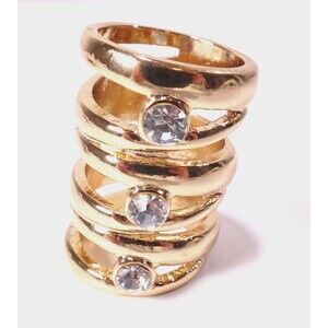 Designer Women's Shiny Gold Crystal Infinity Knuckle RIng Sz 6.5